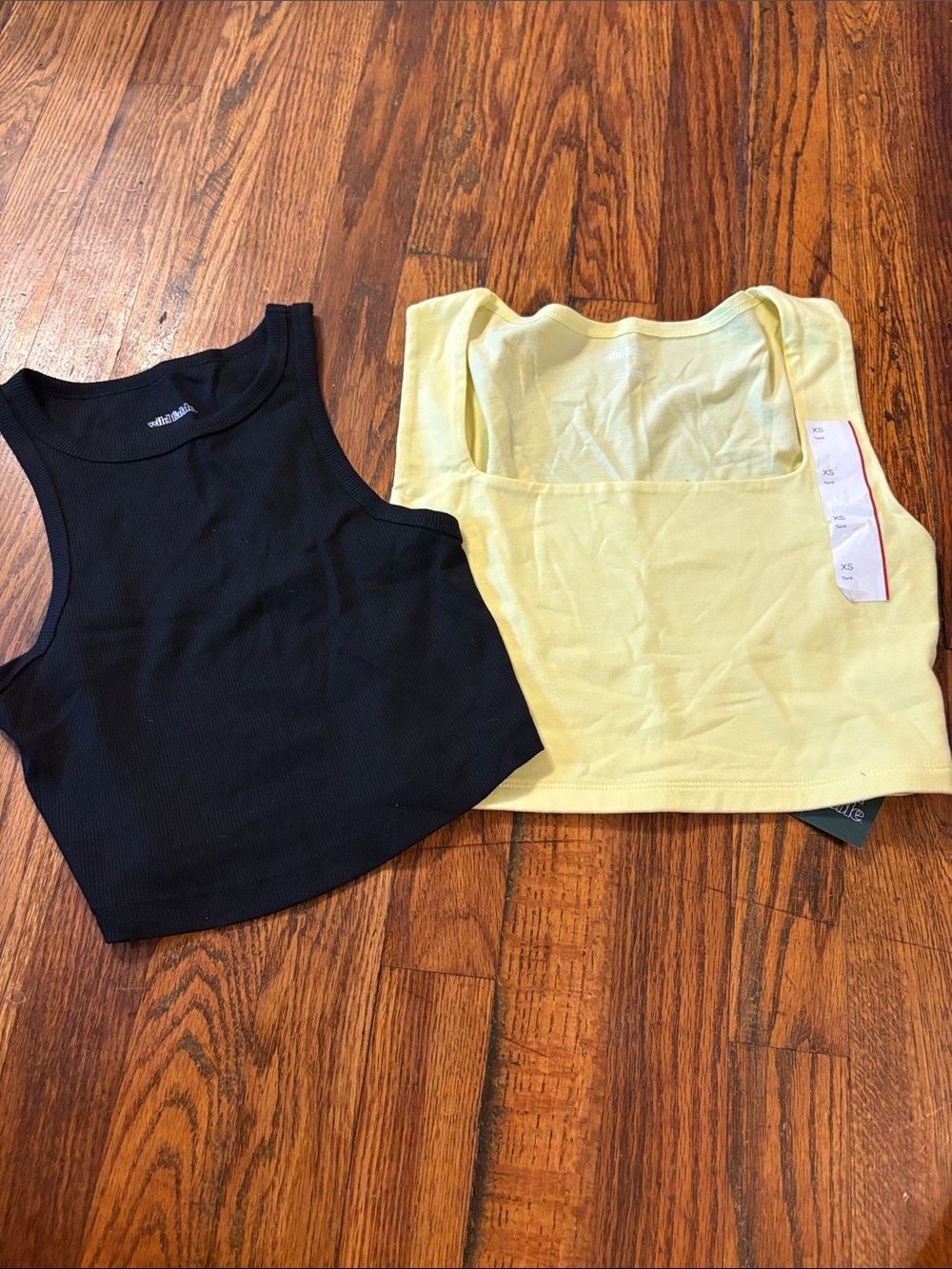 🎉NWT! Two Wild Fable Black Ribbed & Yellow Scoop Crop Top Duo